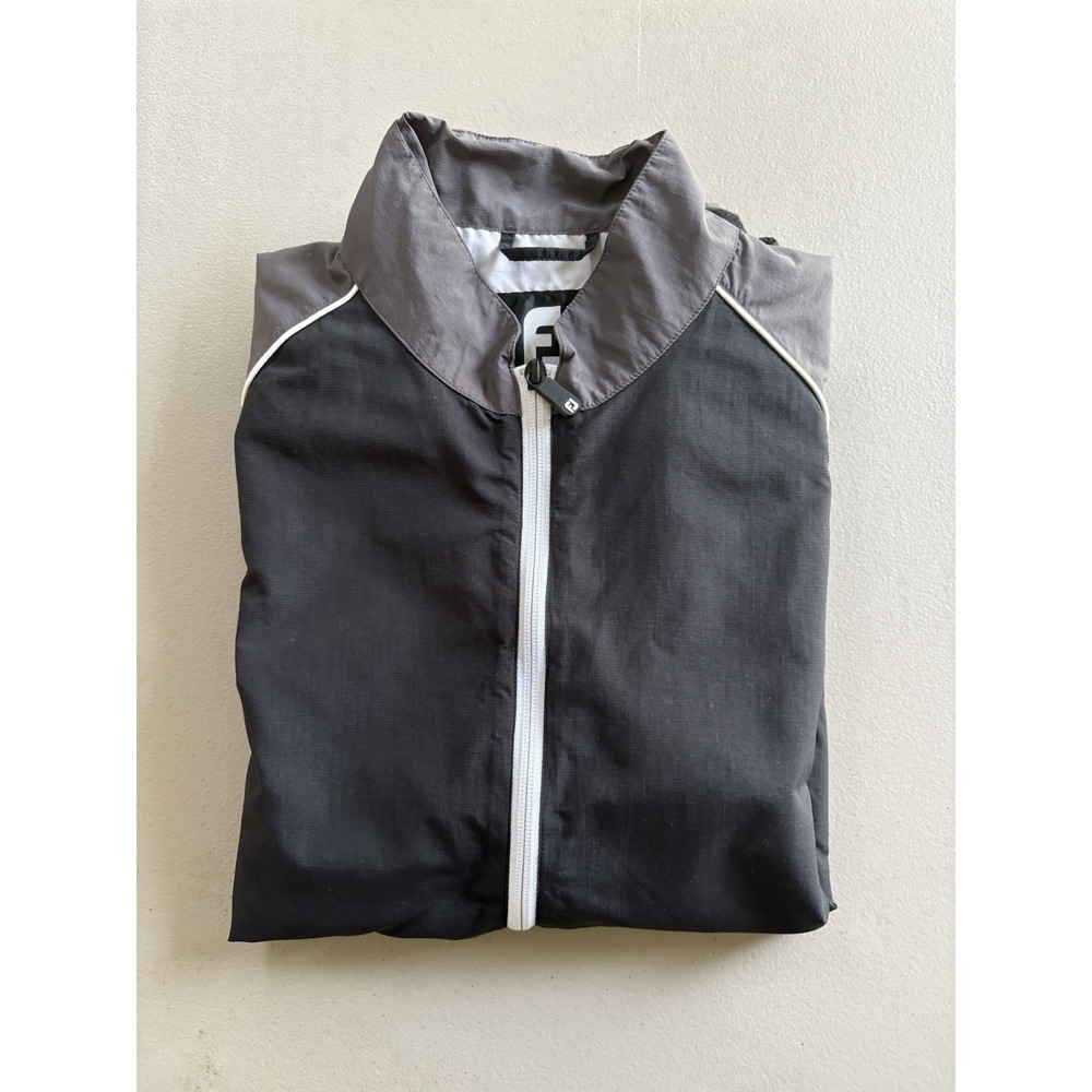 Footjoy FJ Golf Half Zip Windbreaker Jacket Mens Size MEDIUM Black Gray Athletic - Picture 11 of 12